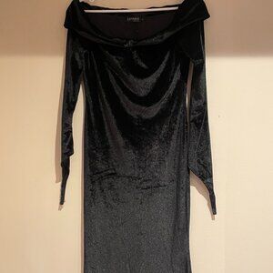 Black Velvet Off-Shoulder Maxi Dress